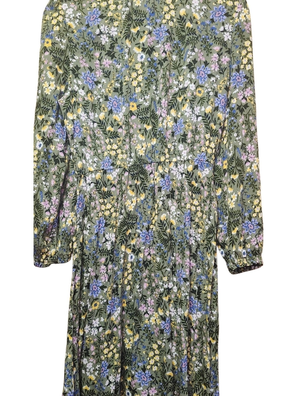 Old Navy Olive Green Floral Mini Dress with Blue and Yellow Accents